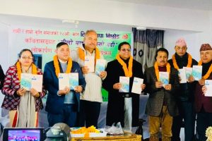 कवि विष्णु थापा ‘बिछोड’को “नीलो माइक्रोजस्तो नदी” लाेकार्पण